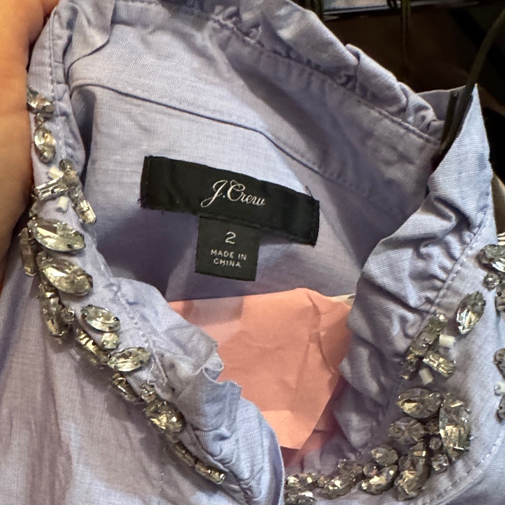 Light Blue Ruffled Button-Up Shirt - Picture 2 of 3